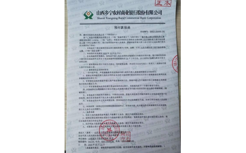 广东某船艇科技有限公司政府采购履约保函